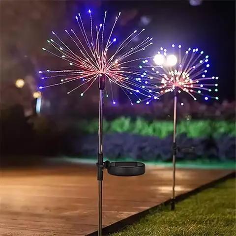 Pisca Solar Jardim Natal Fogos Artifício Luzes LEDs Colorido