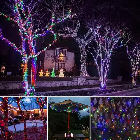 Pisca Fio Luzes LEDs Solar Colorido 500 Lâmpadas Natal 50m