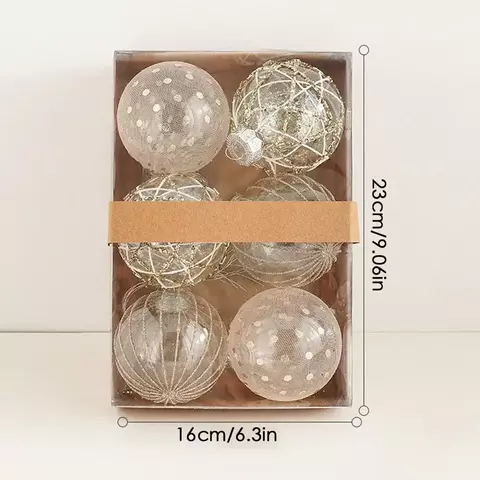 Ornamentos para árvore de natal, bolas de enfeite de férias, conjunto de 6 bol
