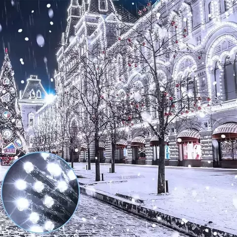 Pisca Cordão Solar Natal 100 Lâmpadas LEDs Luz Branca De 10m