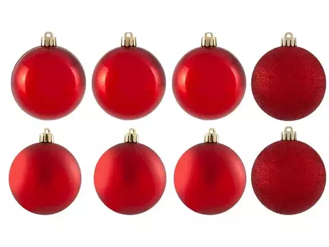 Bola de Natal Vermelha 5cm 8 Unidades Cromus