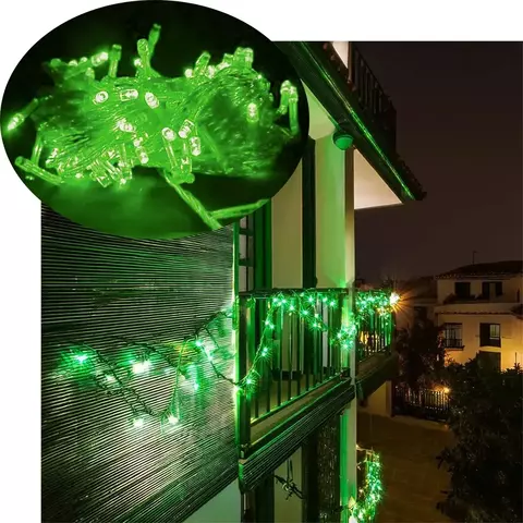 Pisca Cordão Varal Natal 100 Lâmpadas LEDs Verde De 10m 220v