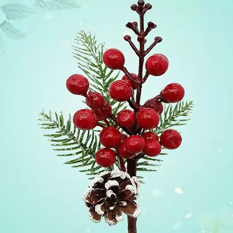 Galhos Pick Berry Vermelho Decoração De Natal 30cm Kit 8pçs