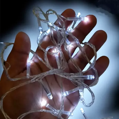 Pisca Cordão Varal Natal 100 Lâmpadas LED Branco De 10m 220v