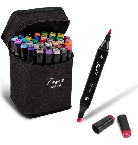 Kit Marcador Artístico Ponta Dupla TOUCH com 36 Peças