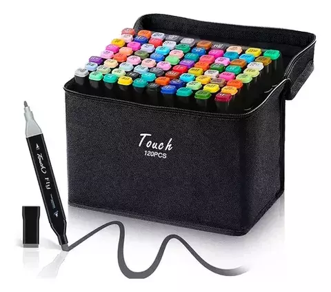 Kit Marcador Artístico Ponta Dupla TOUCH com 120 Peças
