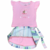 Conjunto Fakini Pássaros blusa rosa short saia listrado - comprar online