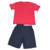 Conjunto Playground infantil menino happy vibes camiseta vermelha e bermuda chumbo - comprar online