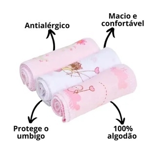 Faixa Umbilical para Bebê Recém-Nascido - Kit com 3 Unidades - 100% Algodão