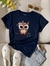 Camiseta de Mujer, manga corta con estampado de Búho (Talla L)