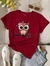 Camiseta de Mujer, manga corta con estampado de Búho (Talla S)