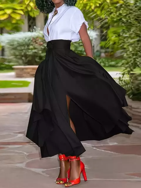 Saia Longa com Bolsos e Fenda