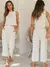 Conjunto Blusa sem Mangas e Calça Larga com Bolsos
