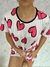 Pijama Manga - Estampa Corações Rosas