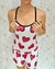 Pijama Alça- Estampa Corações Rosas - Prin Pijamas - Fabricantes e Loja Online de Pijamas em Suede