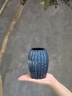VASO ESMALTADO AZUL FRISO P/M/G - comprar online