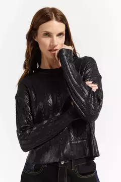 SWEATER TRENZAS FOIL - NEGRO en internet