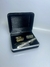 Kit Abotoadura + Prendedor de Gravata Dourado com Detalhes em Prata