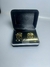 Kit Abotoadura + Prendedor de Gravata Dourado com Detalhes em Prata
