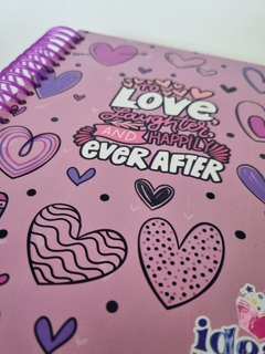 Libreta Francesa Love Corazones Morados - Hj Ideas y Libretas