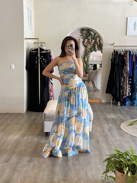 Vestido azul estampado