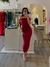 Vestido midi strapless color vino