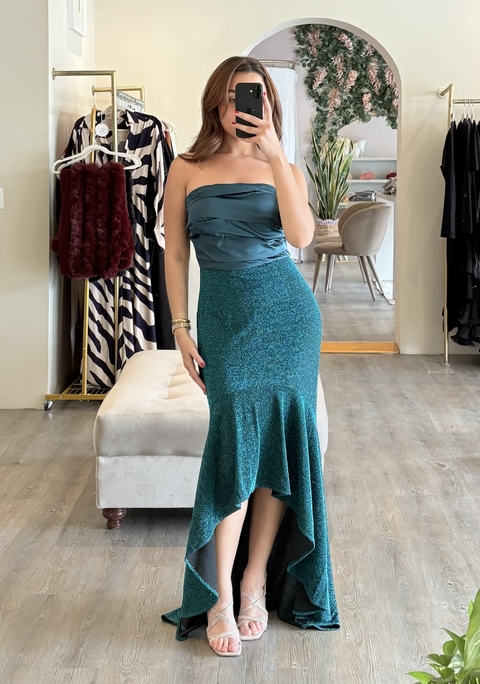 Vestido midi strapless