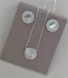 Conjunto de Prata Redondo em MadrePérola Cravejado em Zircônia Navete.