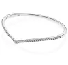 Bracelete de Prata Formato em V Zircônia.