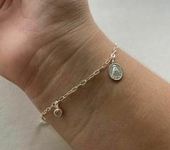 Pulseira de Prata Nossa Senhora Zircônia.