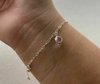 Pulseira de Prata Zircônia Rosa Bebê.