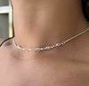 Colar Chocker de Prata Zircônia Oval.