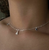 COLAR CHOCKER DE PRATA PINGENTE DE NOSSA SENHORA APARECIDA E ZIRCONIAS AZUIS