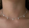 COLAR CHOCKER DE PRATA CORAÇÕES EM ZIRCONIA