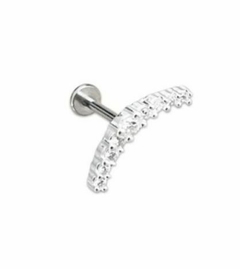 PIERCING DE PRATA ORELHA 9 ZIRCÔNIAS