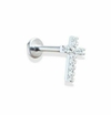 PIERCING DE PRATA CRUZ CRAVEJADA PARA ORELHA