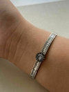 BRACELETE DE AÇO COM CRISTAIS E NÚMEROS ROMANOS