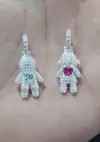 PINGENTE DE PRATA FILHOS (MENINO E MENINA) CRAVEJADO