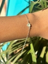 PULSEIRA DE PRATA CORAÇÃO EM ZIRCONIA VERDE