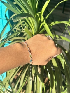 PULSEIRA DE PRATA CORAÇÕES EM ZIRCONIA COLORIDAS - comprar online