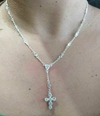 COLAR DE PRATA TERÇO COM ZIRCONIAS