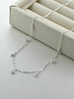 COLAR CHOKER DE PRATA CORAÇÃO DE ZIRCÔNIA