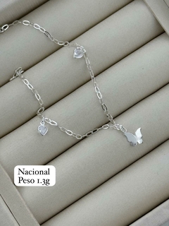 PULSEIRA DE PRATA BORBOLETAS COM ZIRCÔNIA