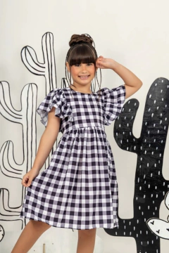 Vestido Infantil Xadrez São João Duda Black