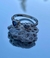 ANILLO AJUSTABLE DE CORAZONES, PIEDRA AZUL # 7.5
