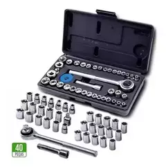 Jogo de Soquetes Sextavados 1/4 40 Peças Titanium