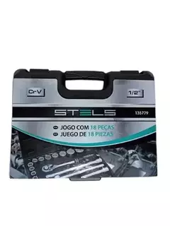 Jogo de Soquetes 1/2 Estriado com 18 Peças Stels