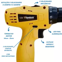 Parafusadeira Titanium S/Impacto 12v Preta ou Amarela + ponta dupla na internet