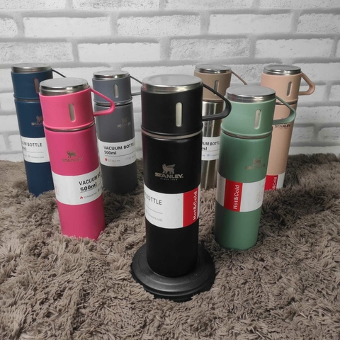 GARRAFA TÉRMICA PREMIUM EM INOX COM 3 XÍCARAS