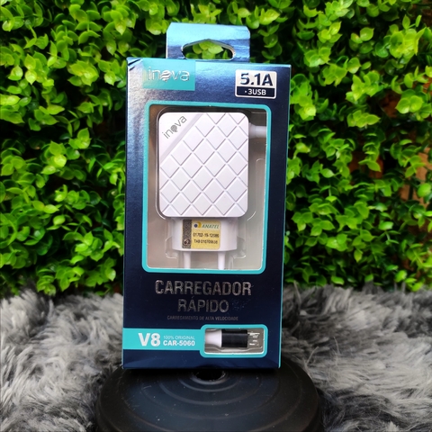 CARREGADOR V8 RÁPIDO INOVA 5.1A CAR-5060